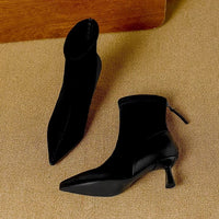 Pointed Toe Women's High Heel Ankle Boots Fashion Elegant Dancing Party Shoes Women's Stretch Slim Short Booties