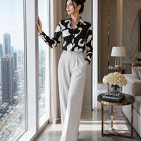Elegant Long Sleeve Floral Print Chiffon Shirt Women's Versatile High-End Fashion Top Spring City Style Commute Shirt
