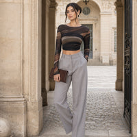 Printing T shirt Long Sleeve Crop Top Women Summer Clothing Tie Back  Backless  Slim Fit Rope Natalia Home Fashion    Natalia Home Fashion