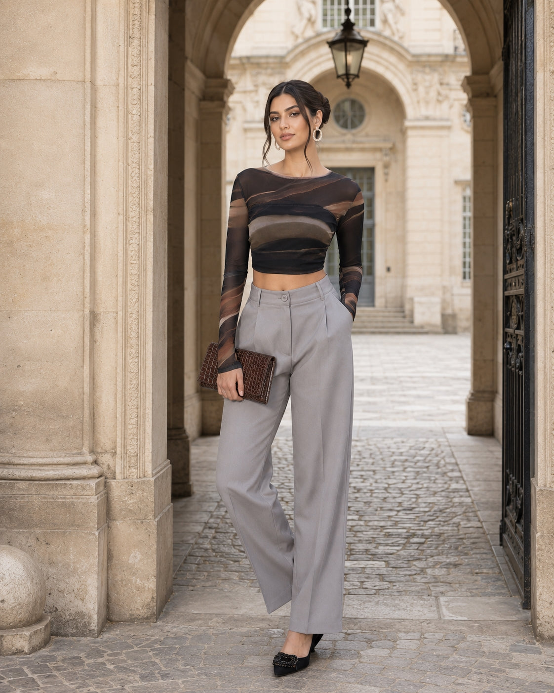Printing T shirt Long Sleeve Crop Top Women Summer Clothing Tie Back  Backless  Slim Fit Rope Natalia Home Fashion    Natalia Home Fashion