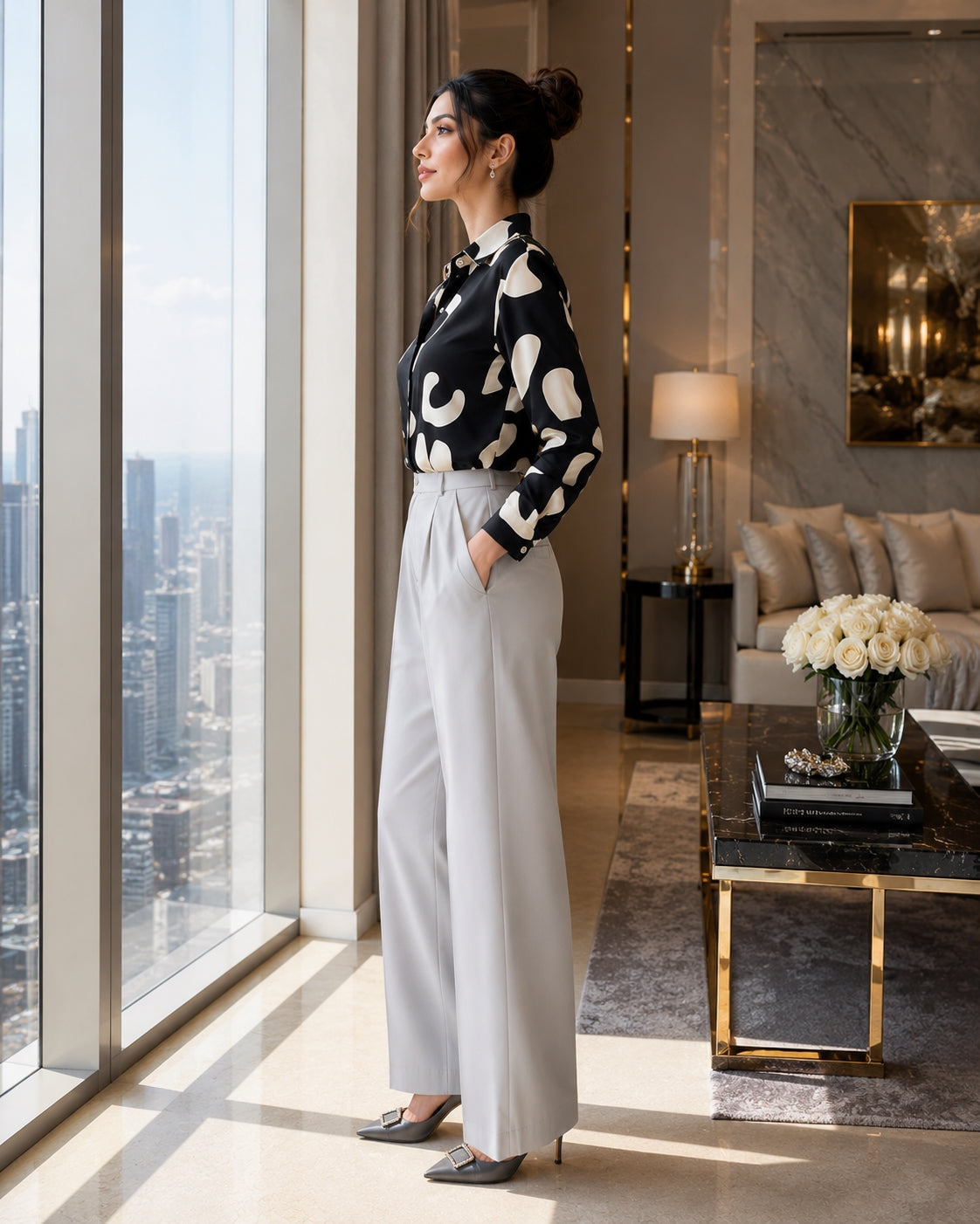 Elegant Long Sleeve Floral Print Chiffon Shirt Women's Versatile High-End Fashion Top Spring City Style Commute Shirt