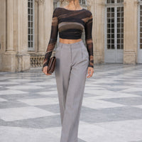 Printing T shirt Long Sleeve Crop Top Women Summer Clothing Tie Back  Backless  Slim Fit Rope Natalia Home Fashion    Natalia Home Fashion