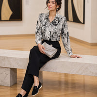 Fat Sister Chiffon Shirt Women 2025Spring Summer New Printing Long Coat Add Fat Large Size Loose Bottoming Shirt Slim Female Top Natalia Home Fashion    Natalia Home Fashion