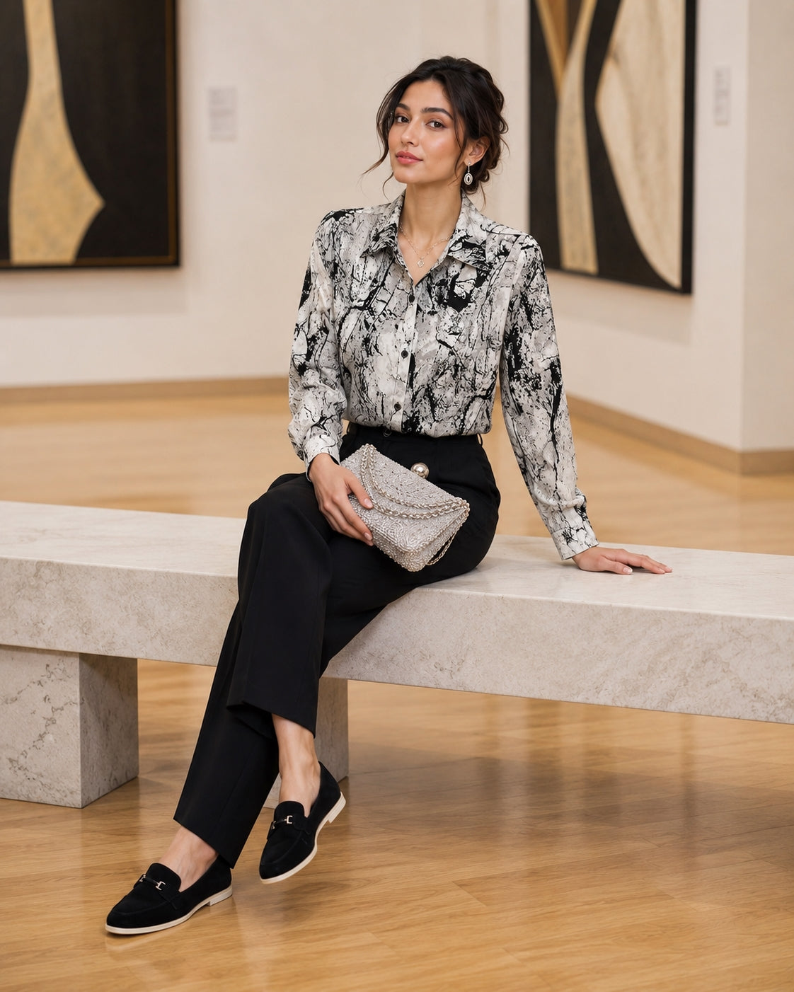 Fat Sister Chiffon Shirt Women 2025Spring Summer New Printing Long Coat Add Fat Large Size Loose Bottoming Shirt Slim Female Top Natalia Home Fashion    Natalia Home Fashion