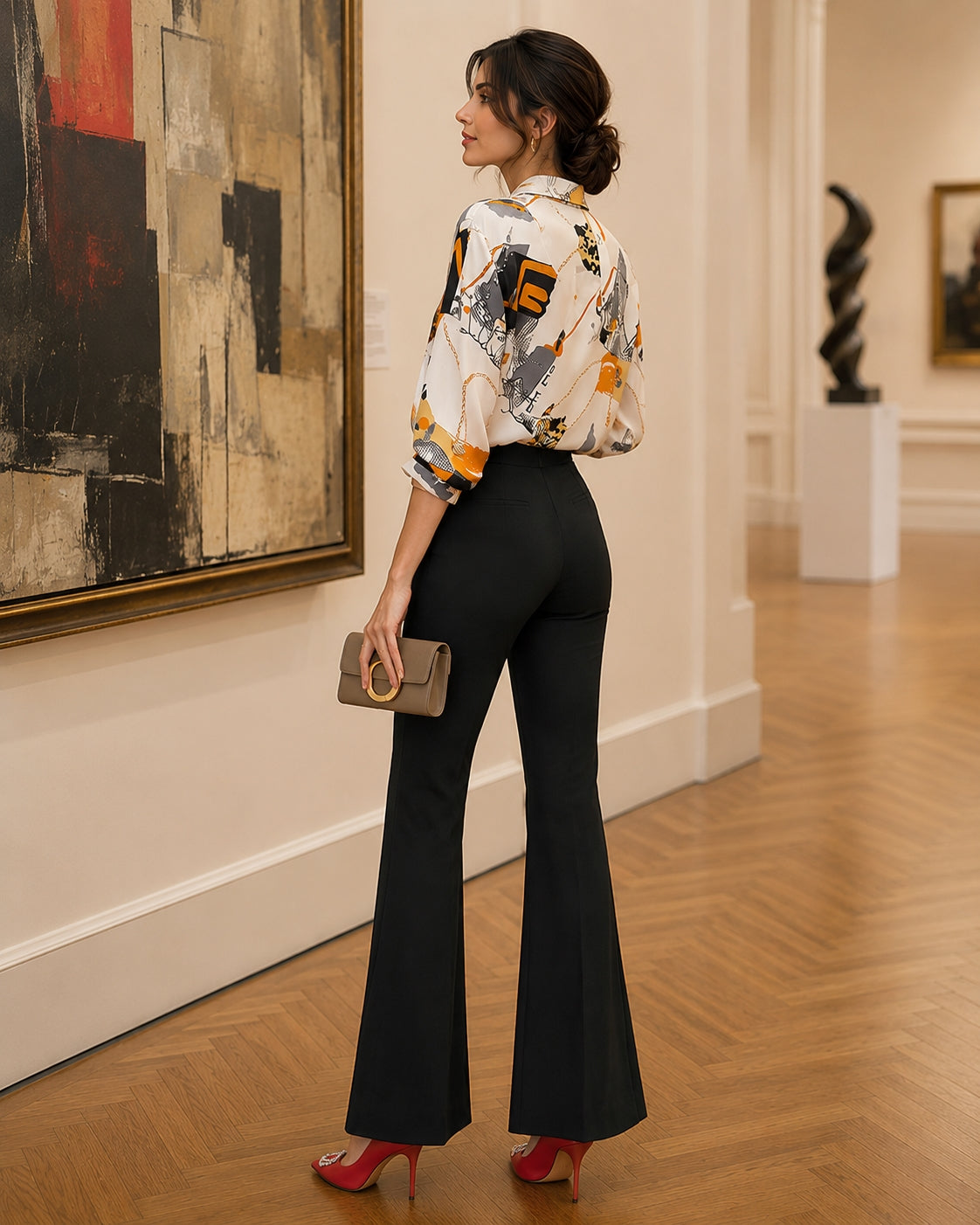 Spring Chiffon Shirt Women's Long-sleeved Printed Color Niche Chiffon