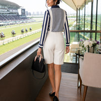 Office Lady Turn-down Collar Straight Loose Button Dress Shirts Blue Striped Long Sleeve Blouses Spring Thin Women's Clothing
