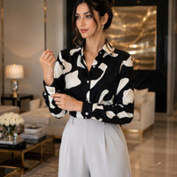 Elegant Long Sleeve Floral Print Chiffon Shirt Women's Versatile High-End Fashion Top Spring City Style Commute Shirt