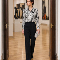 Fat Sister Chiffon Shirt Women 2025Spring Summer New Printing Long Coat Add Fat Large Size Loose Bottoming Shirt Slim Female Top Natalia Home Fashion    Natalia Home Fashion