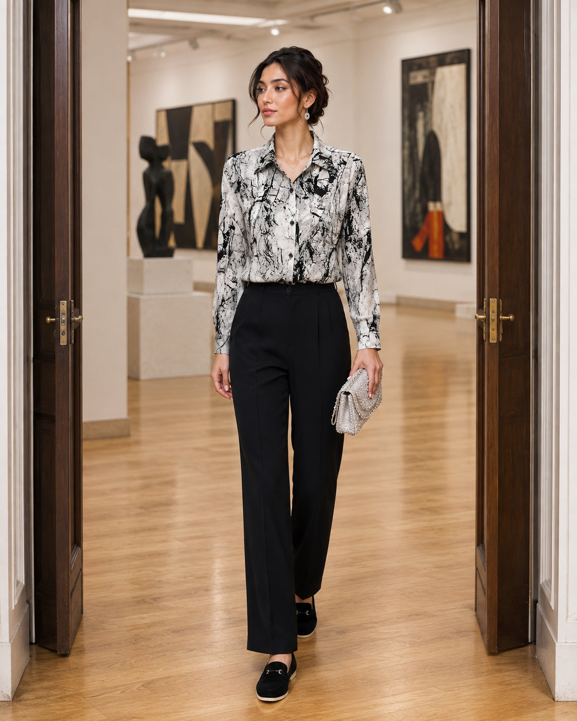 Fat Sister Chiffon Shirt Women 2025Spring Summer New Printing Long Coat Add Fat Large Size Loose Bottoming Shirt Slim Female Top Natalia Home Fashion    Natalia Home Fashion