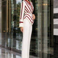 High end Luxury Long Sleeve Shirt for Women Unique Chic Korean Style V-neck Striped Blouse Women Tops Natalia Home Fashion    Natalia Home Fashion