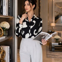 Elegant Long Sleeve Floral Print Chiffon Shirt Women's Versatile High-End Fashion Top Spring City Style Commute Shirt