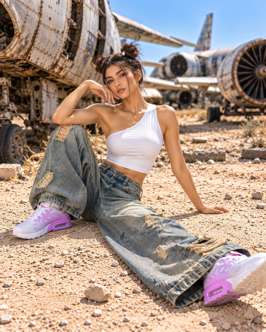 Retro High Street Wide Leg Denim Jeans Women Summer Wasteland High Waist Loose Straight Long Trousers Natalia Home Fashion    Natalia Home Fashion