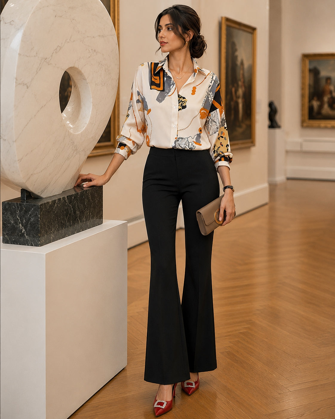 Spring Chiffon Shirt Women's Long-sleeved Printed Color Niche Chiffon