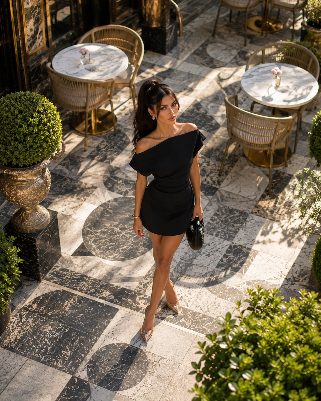 Fashion Chic Solid Skew Collar Slim Fit Women Dresses Mini A-Line Causal Simple Black Short Frocks Natalia Home Fashion    Natalia Home Fashion