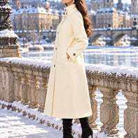 High Street Chic Women Long Coat Single Button Long Sleeve Stand Collar Loose Coat Winter Long Coat Natalia Home Fashion    Natalia Home Fashion