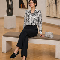 Fat Sister Chiffon Shirt Women 2025Spring Summer New Printing Long Coat Add Fat Large Size Loose Bottoming Shirt Slim Female Top Natalia Home Fashion    Natalia Home Fashion