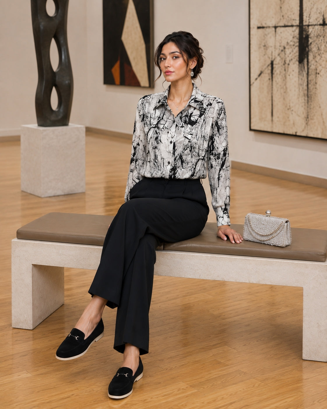 Fat Sister Chiffon Shirt Women 2025Spring Summer New Printing Long Coat Add Fat Large Size Loose Bottoming Shirt Slim Female Top Natalia Home Fashion    Natalia Home Fashion