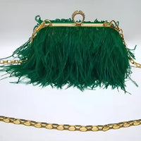 Women Ostrich Feather Clutch Purse Evening Bag Handbag Fluffy Purse Clutch Feather Evening Handbag For Wedding Anniversary Party