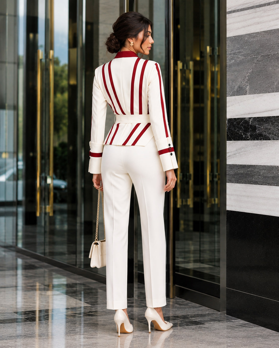 High end Luxury Long Sleeve Shirt for Women Unique Chic Korean Style V-neck Striped Blouse Women Tops Natalia Home Fashion    Natalia Home Fashion