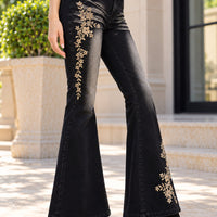 Embroidered Washed Old Jeans Women's Autumn Butterfly Slim-fitting and Thin Casual Micro-pull Pants Natalia Home Fashion    Natalia Home Fashion