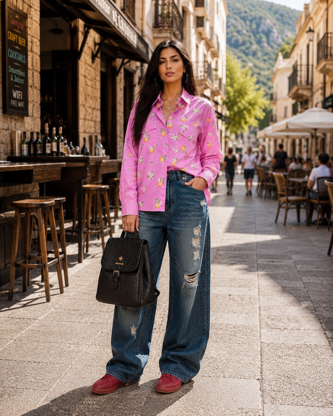Fashion Loose Print Women's Shirt Casual Lapel Long Sleeve Shirts Elegant Classic Pockets Top Female Blouse