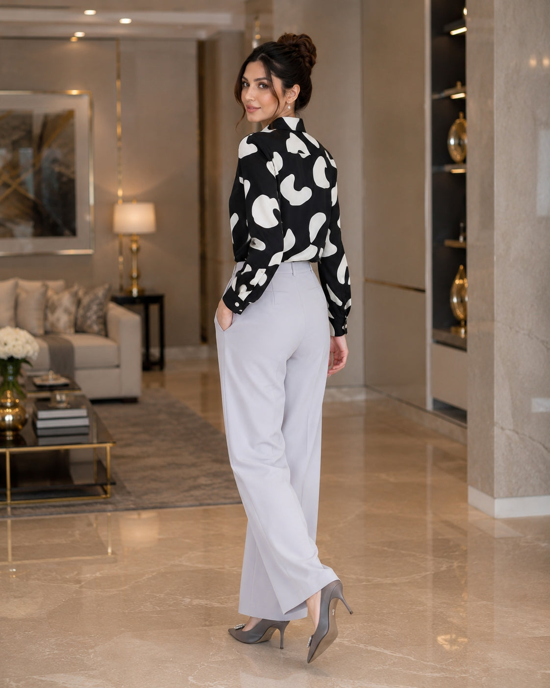 Elegant Long Sleeve Floral Print Chiffon Shirt Women's Versatile High-End Fashion Top Spring City Style Commute Shirt