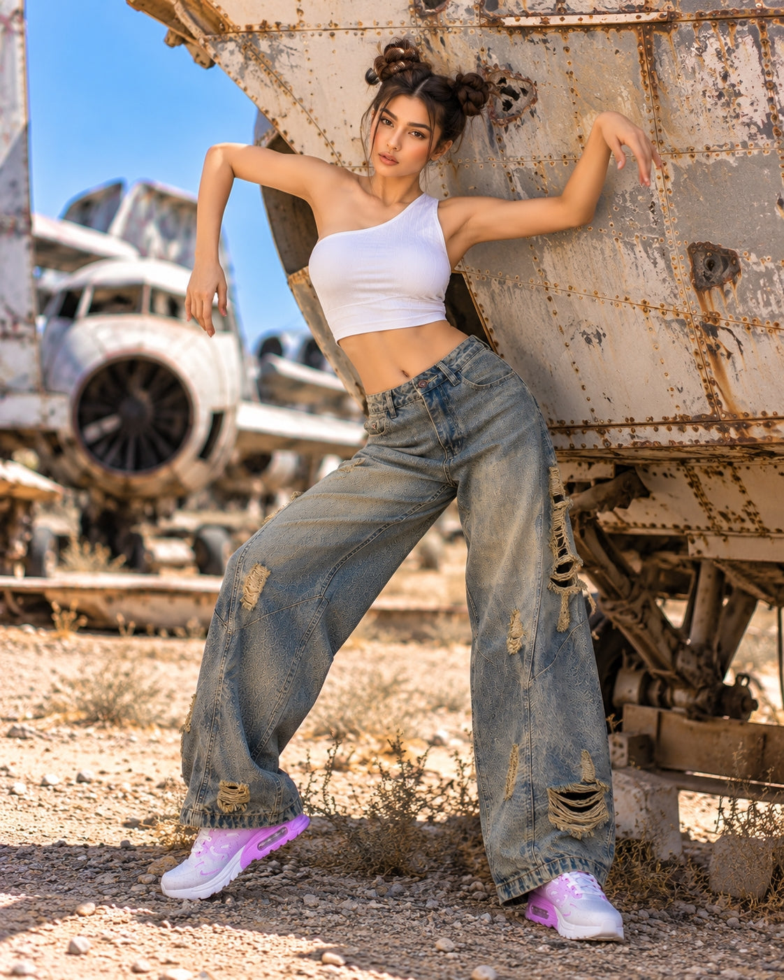 Retro High Street Wide Leg Denim Jeans Women Summer Wasteland High Waist Loose Straight Long Trousers Natalia Home Fashion    Natalia Home Fashion