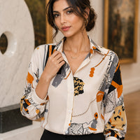 Spring Chiffon Shirt Women's Long-sleeved Printed Color Niche Chiffon