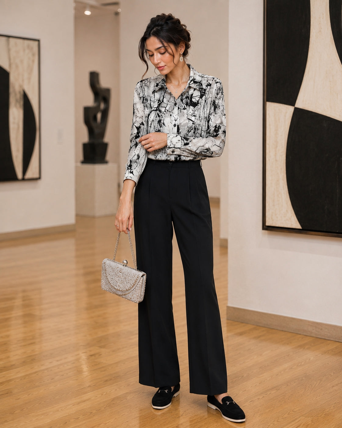 Fat Sister Chiffon Shirt Women 2025Spring Summer New Printing Long Coat Add Fat Large Size Loose Bottoming Shirt Slim Female Top Natalia Home Fashion    Natalia Home Fashion