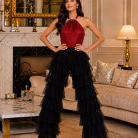 Mesh Splicing Elastic Cake Pants Europe And Peng Mesh Pants Comfortable Pants for Women Casual