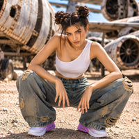 Retro High Street Wide Leg Denim Jeans Women Summer Wasteland High Waist Loose Straight Long Trousers Natalia Home Fashion    Natalia Home Fashion