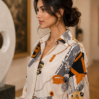 Spring Chiffon Shirt Women's Long-sleeved Printed Color Niche Chiffon