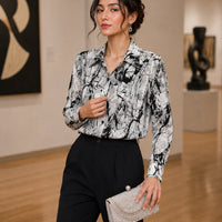 Fat Sister Chiffon Shirt Women 2025Spring Summer New Printing Long Coat Add Fat Large Size Loose Bottoming Shirt Slim Female Top Natalia Home Fashion    Natalia Home Fashion