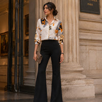 Spring Chiffon Shirt Women's Long-sleeved Printed Color Niche Chiffon