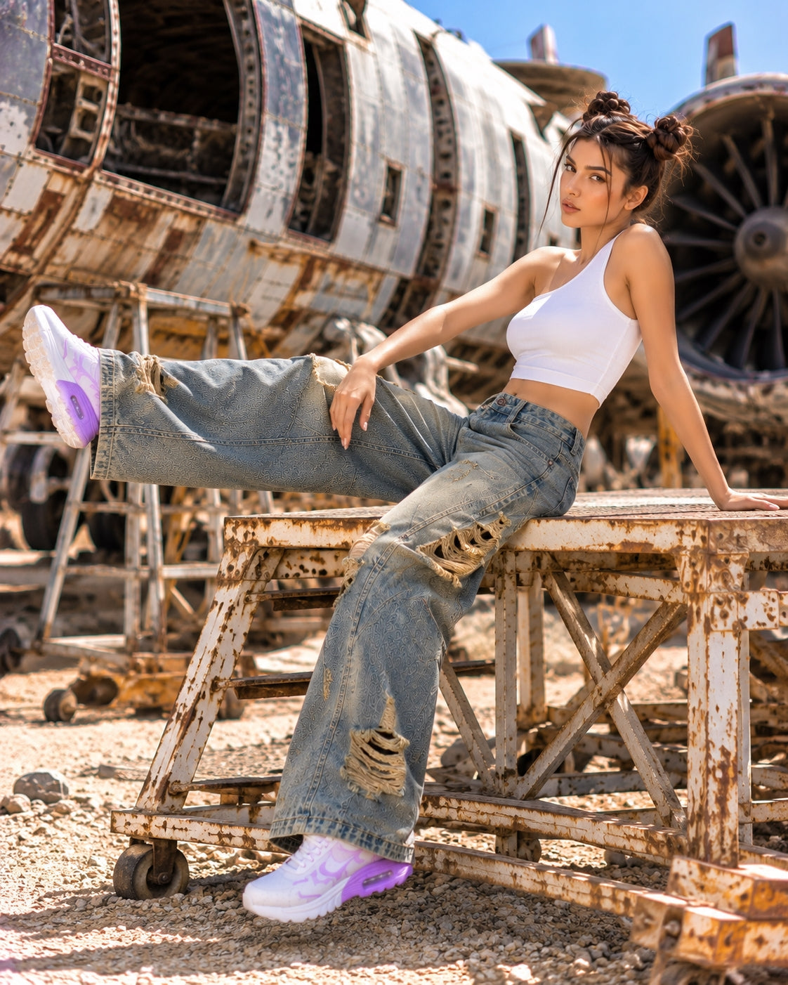 Retro High Street Wide Leg Denim Jeans Women Summer Wasteland High Waist Loose Straight Long Trousers Natalia Home Fashion    Natalia Home Fashion
