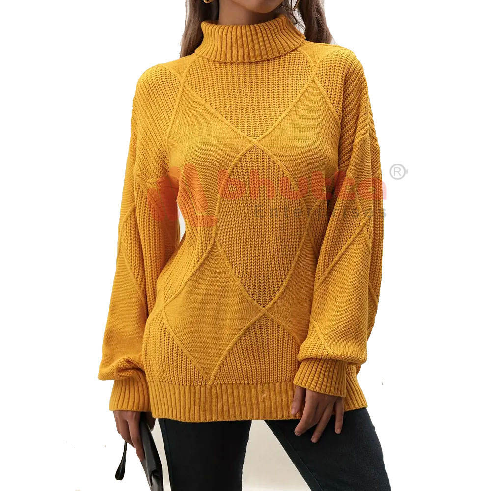 Turtleneck Sweater Diamond Solid Color Warm Pullover Loose Lazy Wind Knitted Bottoming Shirt Pullovers Tops Jumper