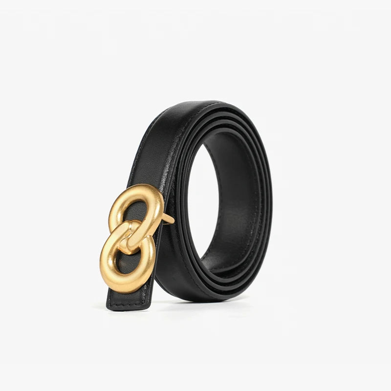 BEAUTODAY Belt Women Cow Leather Solid Color Symmetrical Buckle Waistband Jeans Dress 2024 Ladies Accessories Handmade 91102 Natalia Home Fashion   105CM-Black-1-CHINA Natalia Home Fashion