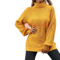 Turtleneck Sweater Diamond Solid Color Warm Pullover Loose Lazy Wind Knitted Bottoming Shirt Pullovers Tops Jumper