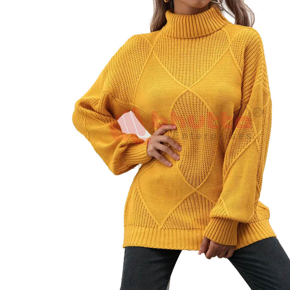 Turtleneck Sweater Diamond Solid Color Warm Pullover Loose Lazy Wind Knitted Bottoming Shirt Pullovers Tops Jumper