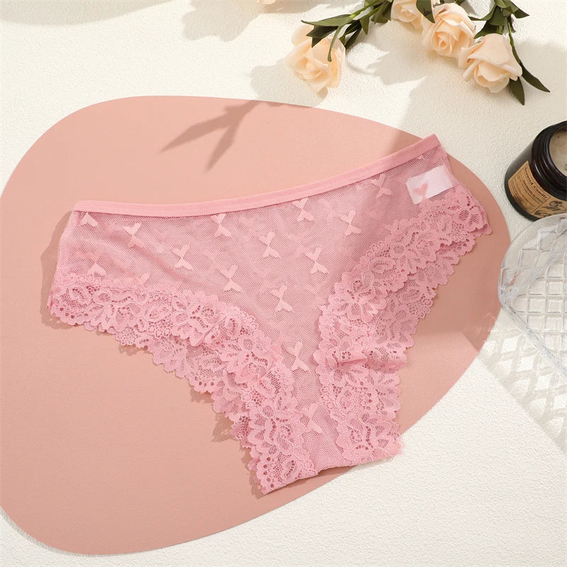 Women's Lace Panties Sexy Perspective Underwear Seamless Hollow Out Briefs Female Low Rise Floral Transparent Soft Lingerie