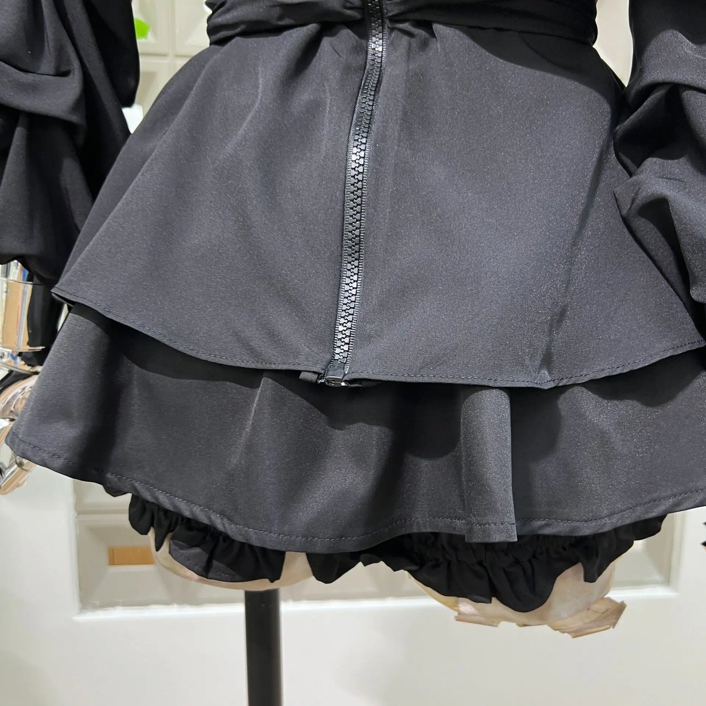 Women's Asymmetric Off-Shoulder Crop-Top Irregular Bow-Waist Puff-Sleeve Party Evening Top