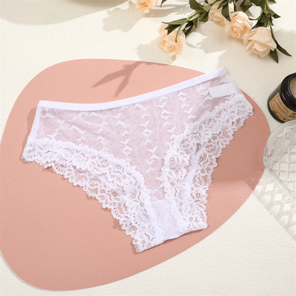 Women's Lace Panties Sexy Perspective Underwear Seamless Hollow Out Briefs Female Low Rise Floral Transparent Soft Lingerie