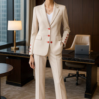 Fashion Blazer Jacket And Pant Suit Women Female Office Ladies Business Work Wear Formal 2 Piece Set