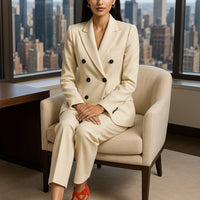 Elegant Double Breasted Jacket Suit Women's Long Sleeved Holiday Slim Blazers Coat Fashion Temperament business suit