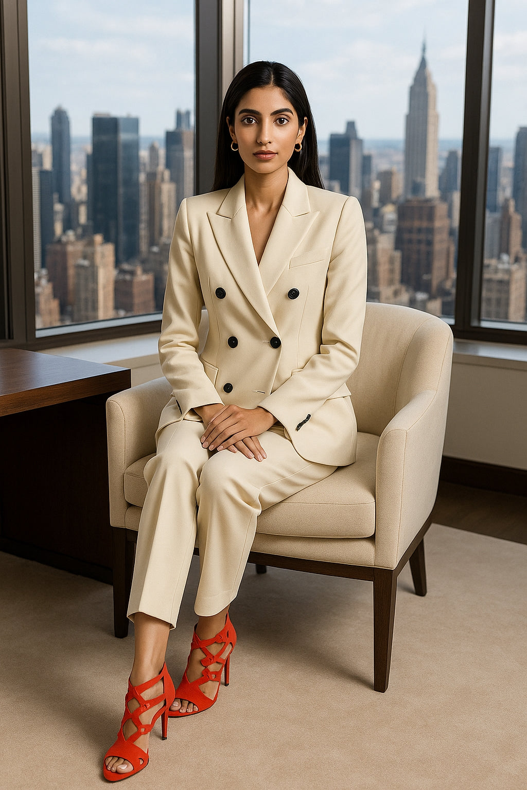 Elegant Double Breasted Jacket Suit Women's Long Sleeved Holiday Slim Blazers Coat Fashion Temperament business suit