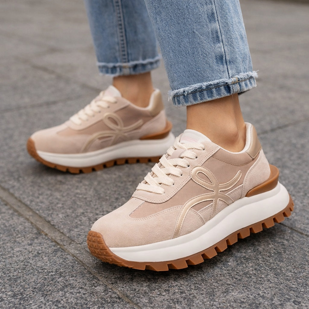 Lace Up Women Sneakers Mixed Colors Round Toe  Ladies Casual Shoes