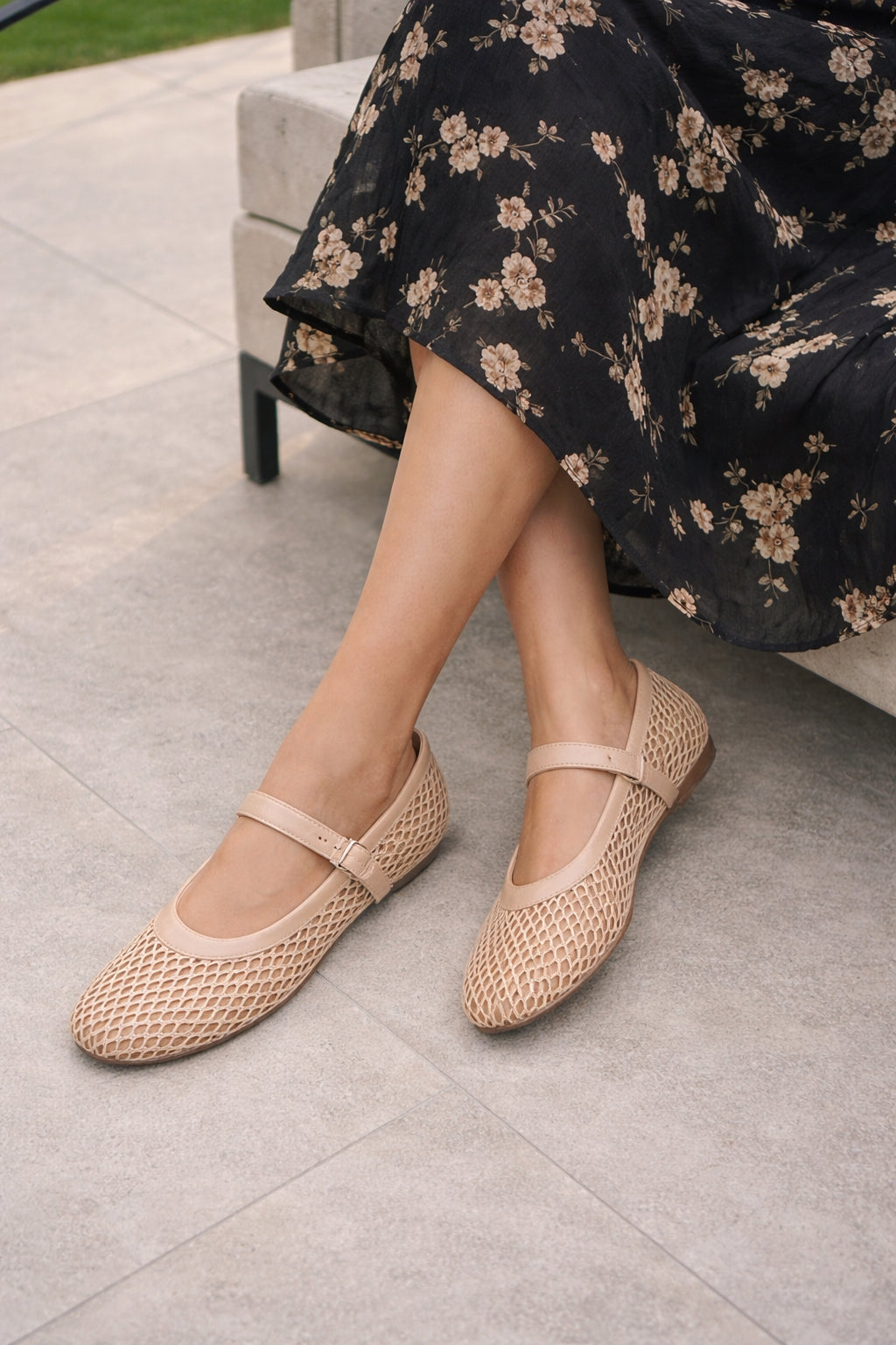 Summer, Wear Round Toe, Straight Buckles, Casual and Comfortable, Women's Flats, Cut-out Mary Jane Single Shoes, fishnet Shoes