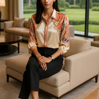 Elegant office and casual ladies shirts Fashion printed Women Blouses Long sleeve Tops