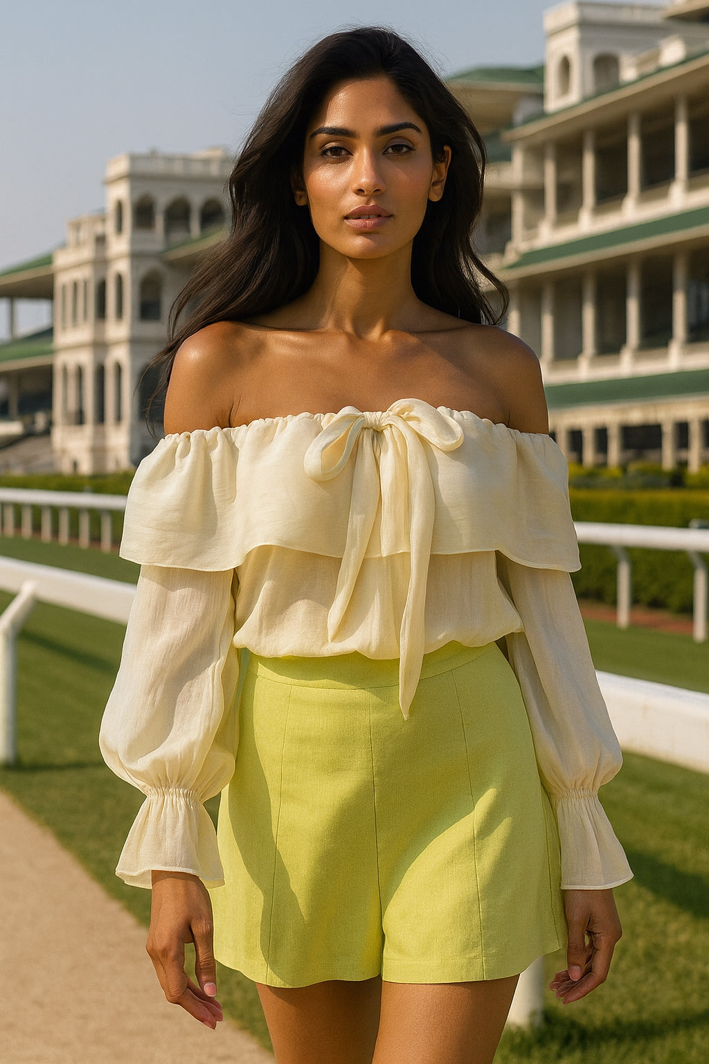 Blouses Design Sense Niche Chic Off Shoulder Shirt Women's French Gentle Style Loose Versatile Western-style Flowing Mesh Top