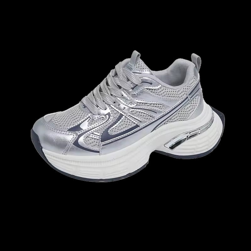 Respirable Thick Bottom Dad Shoes for Women in All Seasons Breathable Fashionable Flat Heel Anti-Odor Casual Footwear